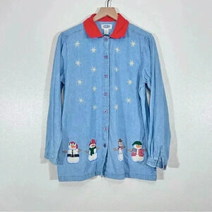 Austin Americana Snowmen Button Up Shirt
